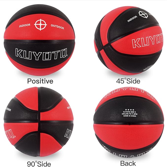 KUYOTQ Kids Toddler Youth Adult Size 3/4/5/6/7 Basketball 22/25.5/27.5/28.5/29.5" Thickened Rubber or Faux Leather Basketball for Boys Girls (Deflated)