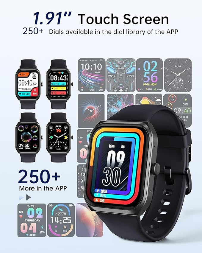 Smart Watches for Men Women (Answer Make Call), 1.95" Fitness Watch with Blood Oxygen Heart Rate Sleep Monitor, 100+ Sports IP68 Waterproof Fitness Watch for Android iOS Phones