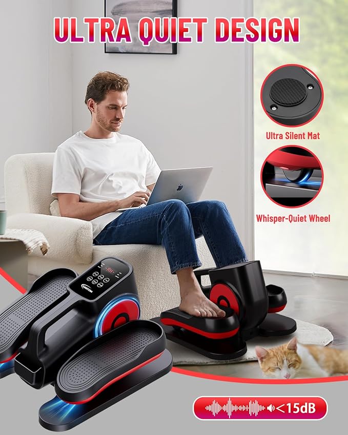 Under Desk Elliptical Machine, Ellipse Leg Exerciser Electric as Seen on TV for Seniors with Remote Control & 10 Adjustable Speeds,Quiet & Portable Mini Seated Pedal Exerciser