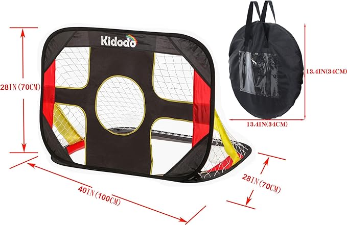 Kidodo Portable Soccer Goal Net Set - Pop Up Training Soccer Goals for Backyard - Indoor or Outdoor Versions - Easy Assembly - Great for Kids and Adults