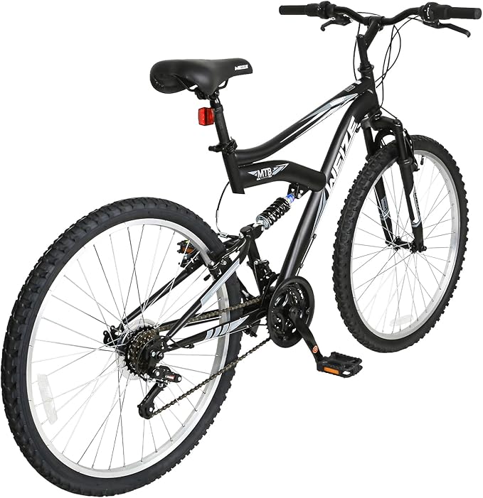 WEIZE Mountain Bike, 26/27.5 inch Outdoor Cycling Bike,18-Speed/High-Carbon Steel/Dual Full Suspension, Adjustable Ergonomic Seat for Men Women Adult, MTB Bicycle with Suspension Fork,Sleek Colors