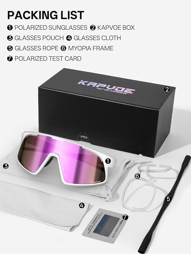 KAPVOE Polarized Cycling Glasses Men Women Sports Sunglasses for Mountain Bike Running Fishing Baseball K383