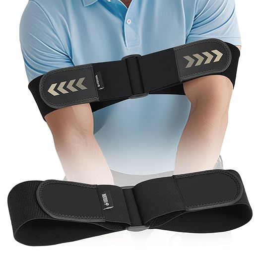 Adjustable Golf Swing Trainer Arm Band – Keep Arms Connected, Fix Chicken Wing – Muscle Memory & Swing Path Control – Comfortable, One Size Fits Most