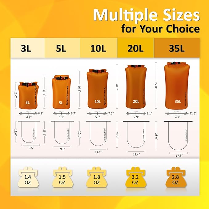 Upgraded CORDURA Waterproof Dry Bag-Durable&Lightweight Storage Sack for Hiking, Kayaking&Rafting-Roll Top with Survival Whistle-Ideal for high-intensity Use-Float on Water(20L/Orange)