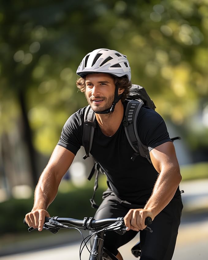 OutdoorMaster Gem II MIPS Bike Helmet with Light - Lightweight Cycling Helmet,Mountain Road Bicycle Helmet for Youth & Adult