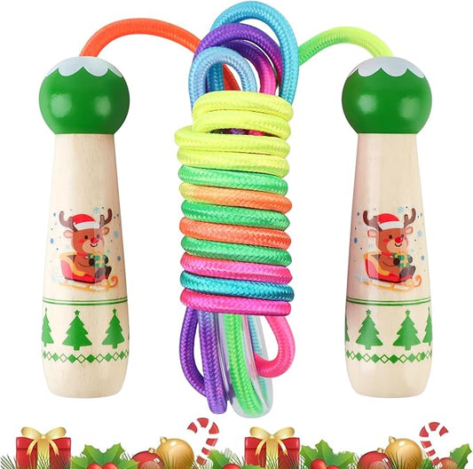 Jump Rope for Kids, Lorvain Adjustable Skipping Rope, Kids Jump Ropes with Wooden Handle for Girls Boys, Weighted Jumping Ropes for Fitness Workout Exercise Outdoor Fun Activity