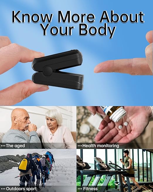 Pulse Oximeter Fingertip- Mini Oximeter Oxygen Saturation Monitor for SpO2/Heart Rate/PI, with Auto Graph Display