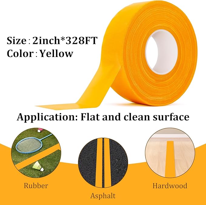 328FT Pickleball Court Marking Kit Orange Temporary Pickleball Court Lines Tape for Badminton, Tennis, Basketball, Pickleball Court Marking