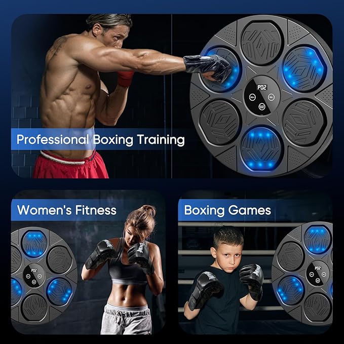 Music Boxing Machine for Adults,Wall Mounted Smart Bluetooth Musical Boxing Machine, Boxing Target Workout Equipment with Boxing Gloves,for Home, Gym, Office