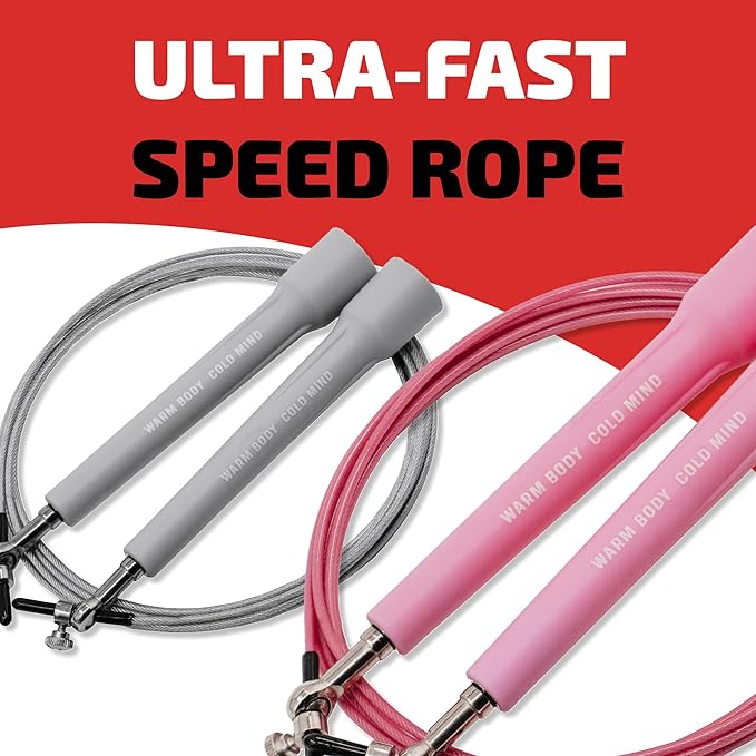 WARM BODY COLD MIND Adjustable Jump Rope For Men and Women, Speed Jump Rope, Skipping Rope for Weightlifting, Boxing, Gym, Outdoor or Indoor Sport, Fitness