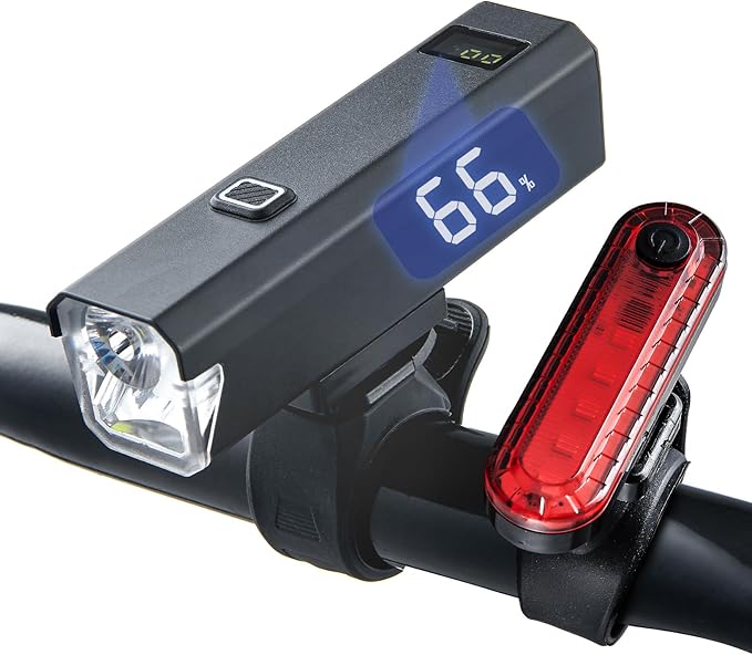 2 Packs Bike Light Set Super Bright Focus Adjustable Front Headlight and Rear LED Mountain Bicycle Light, Mount Included JB866