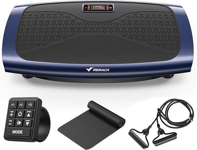 MERACH Vibration Plate Exercise Machine, 3D & 4D Vibration Plate with 2 Tension Ropes LED Display, Whole Body Vibration Platform for Women Men, Exercise Equipment for Home