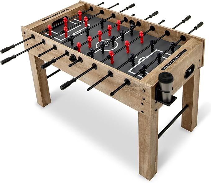 Giantex 54" Foosball Table Adult Size, Full Size Arcade Soccer Table Game w/2 Balls & 2 Cup Holders, Football Table for Kids & Adults, Competition Sized Foosball Table for Game Room, Family, Party
