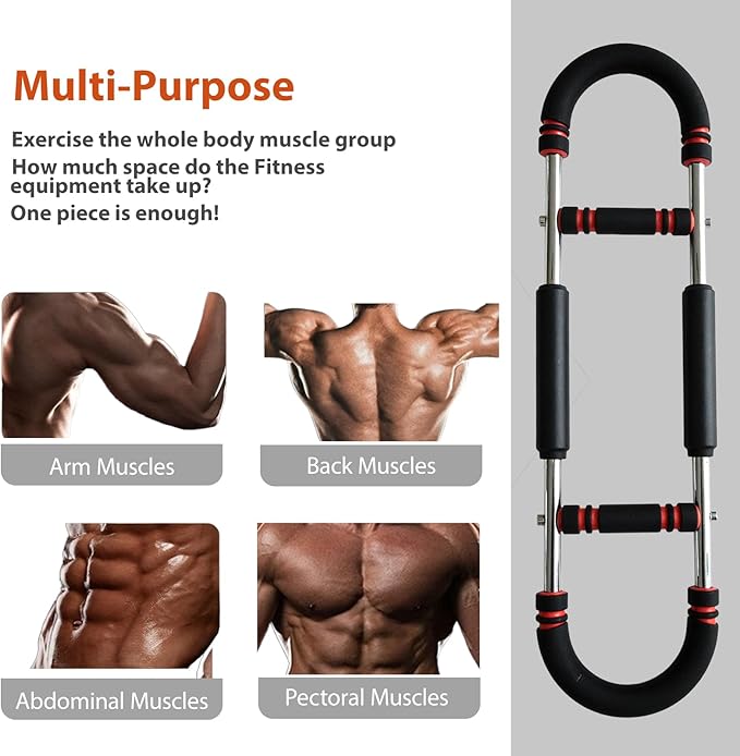 Twister Arm Trainer,30-120lb Adjustable Arm Chest Exerciser with 4 Resistance Springs for Men & Women,Detachable Power-Twist Home Fitness Equipment,Used to Enhance Upper Body Muscle Strength