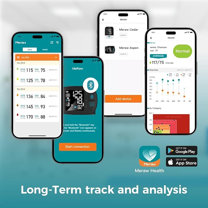 Blood Pressure Monitor Adult Cuff, Blood Pressure Cuff Monitor Wrist, Blood Pressure Machine Home Use 5.3-8.5" Irregular Heartbeat Monitoring APP Automatic Bluetooth High Accuracy Aspen Black