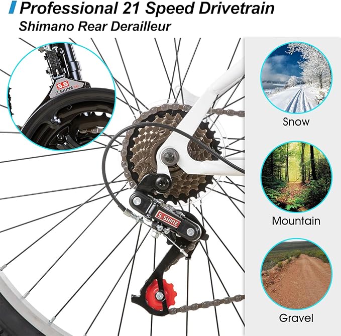 Hiland Adult 26 Inch Mountain Bike, Mens and Womens Bicycle with 21 Speed, High-Carbon Steel Frame Mountain Bicycle, Sport MTB for Men Women