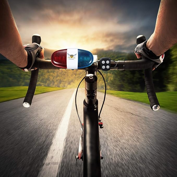 2 Pieces Bike Police Sound Lights LED Sounds Trumpet Bike Horn Police Siren Warning Safety Bicycle LED Light Waterproof