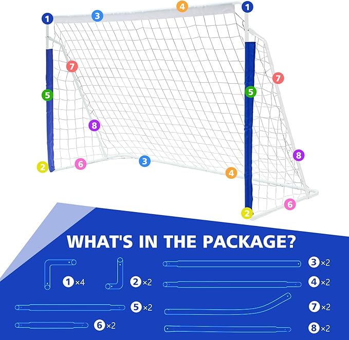 MIUDGIG Soccer Goal 8x5FT, Football Goal for Backyard with All Weather Net, Outdoor Soccer Net Goals for Backyard, Portable Steel Frame Soccer Goal Post for Adults & Youth Training, Quick Set-up