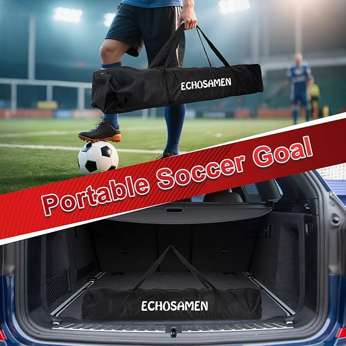 12X6FT/6X4FT Soccer Goal, Portable Soccer Goals for Backyard, Easy to Carry, Easy to Install, Comes with 1 Carry Bag, 4 Ground Nails, Youth and Adult Training Equipment.