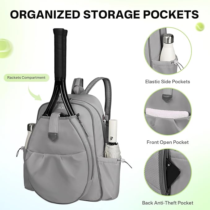 Tennis Bags for Women, Waterproof Tennis Sling Crossbody Shoulder Backpack Holds 2 Rackets, Tennis Racket Bag for Pickleball Badminton