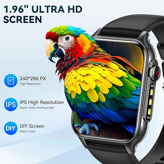 Smart Watches for Women Men (Answer/Make Call) with LED Flashlight, 1.96" HD Touch Screen Fitness Tracker with Heart Rate Sleep Monitor, Waterproof Smartwatch with 100+ Sports Modes