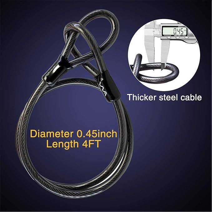 Bike U Lock,Heavy Duty Combination Bicycle u Lock Shackle 4ft Length Security Cable with Sturdy Mounting Bracket and Key Anti Theft Bicycle Secure Locks
