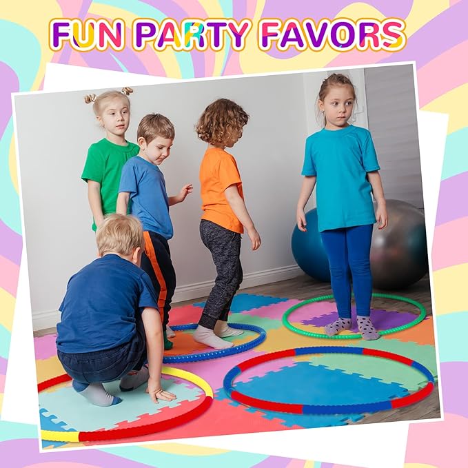 Poen 16 Pcs Detachable Hoop and Jump Rope Set Adjustable Kids Exercise Hoop Skipping Rope Equipment for Fitness Teens Adults Weight Loss Exercise Gymnastics Party Games