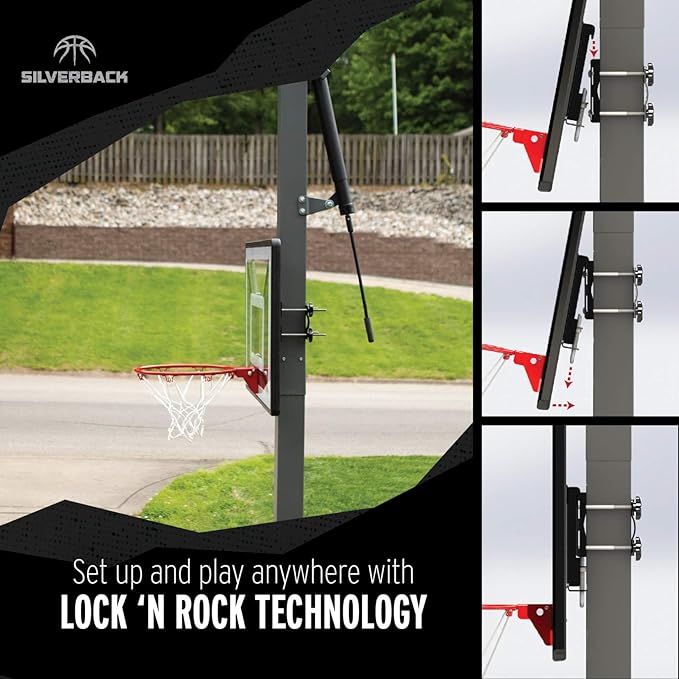 Silverback Junior Youth 33" Basketball Hoop with Lock ‘n Rock Mounting Technology Mounts to Round and Vertical Poles, Black (B8410W)