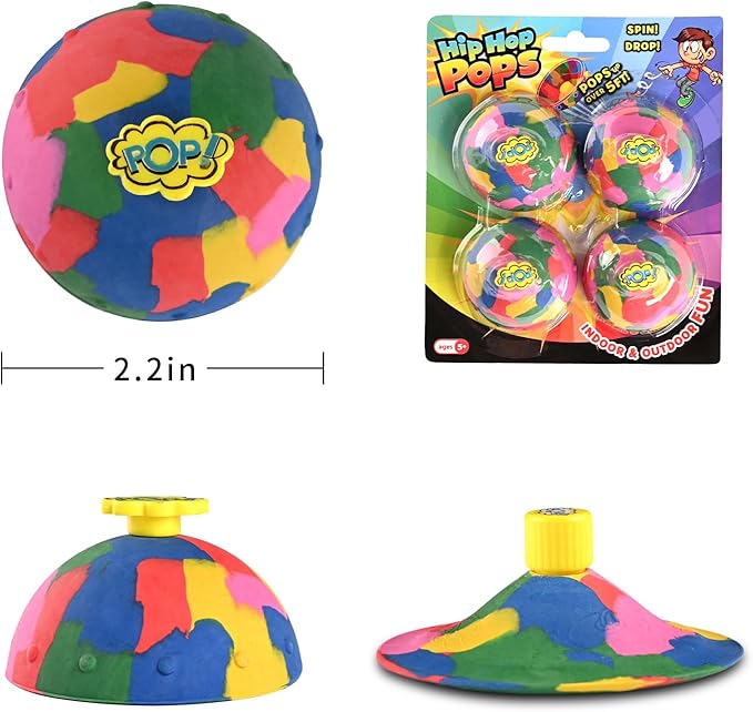 4in1 Bounce Bowls Ball Fidget Toy for Kids & Adults Spinning Stress Relief, Pop Up Toy Outdoor Game Sports Fingertip Toy for School, Birthday Party Favors, Goodie Bag Fillers for Boys and Girls