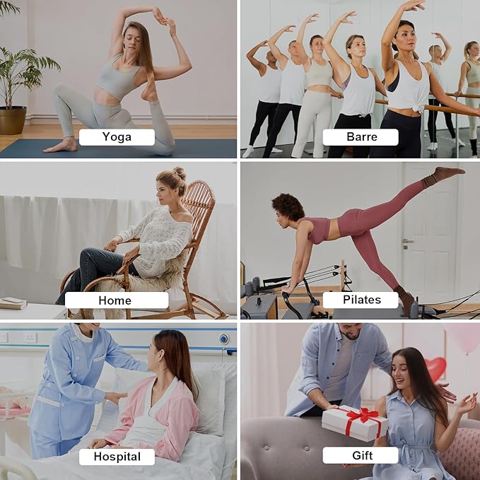 Grip Pilates Socks for Women, Yoga Slouch Socks with Grip for Barre Workout Hospital Long Scrunch Slipper Socks