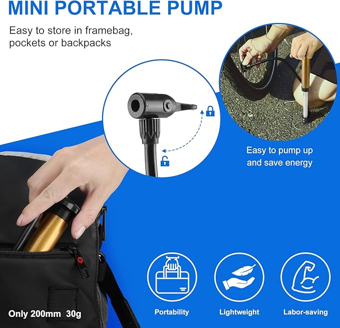 8 Pack Bicycle Accessories, Bike Light Set USB Rechargeable, 1 Bike Water Bottle Holder, Bicycle Bag and 1 Bike Aluminum Bicycle Bell,Pump