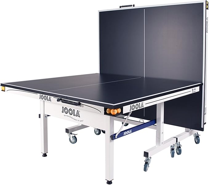 JOOLA Rally TL Professional MDF Indoor Ping Pong Table w/Quick Clamp Table Tennis Net & Post Set - 10 Minute Easy Assembly - Corner Ball Holders - Tournament Quality - Includes Playback Mode