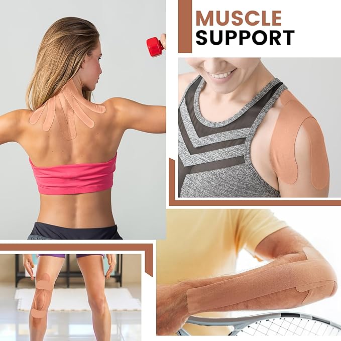 3 Rolls Kinesiology Tape, 4 inch x 14.8 Feet Waterproof Athletic Tape, Uncut Kinetic Tape, Elastic Muscle Tape, Sports Tape, Knee Tape for Exercise and Daily Use - Skin Color