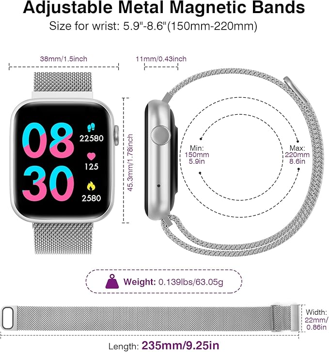 EarlySincere Smart Watch for Women with Bluetooth Call Answer/Dial,1.9'' HD Full Touch Screen Fitness Tracker, Smartwatch with Heart Rate Blood Oxygen Blood Pressure Sleep Monitor for Android iOS