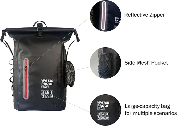 Dry Bag Waterproof 25L-Floating&Lightweight Bags for Women Waterproof Backpack for Kayaking, Boating, Fishing,Paddle boarding, Camping, Hiking,Roll-Top Seal&Adjustable Shoulder Straps