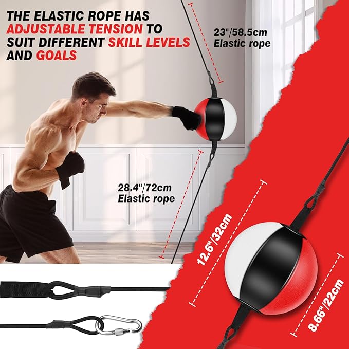 Doorway Punching Bag Double End Bag for Boxing, No Wall Installation Boxing Training Set with Bungee Cords, Double End Punching Ball Striking Equipment for Training at Home & Gym