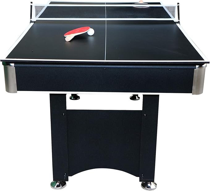 Hathaway Spartan 6 Ft Pool Table, with Ping Pong Multi Game Combo Tables for Family Recreation Game Rooms - Includes Billiard Balls, Cues, Paddles, Brush & More
