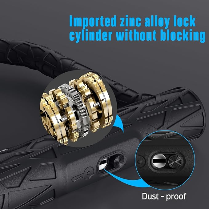 Heavy Duty Bike U Lock - Super Strong 12 Ton Shear, 20mm U Shape Lock Anti-Theft Silicone Covered Electric Scooter Lock Keyhole with Sliding Cover 4ft Steel Cable with Mounting Bracket and 3 Keys(S)