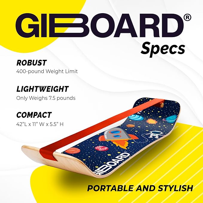GIBBON SlackBoard - GiBoard Balance Board Kids & Adults - Slackline Balance Trainer - Slack Board Core Workout Equipment Home Gym Training - Standing Desk Exercise - Yoga, Agility, Pilates & More