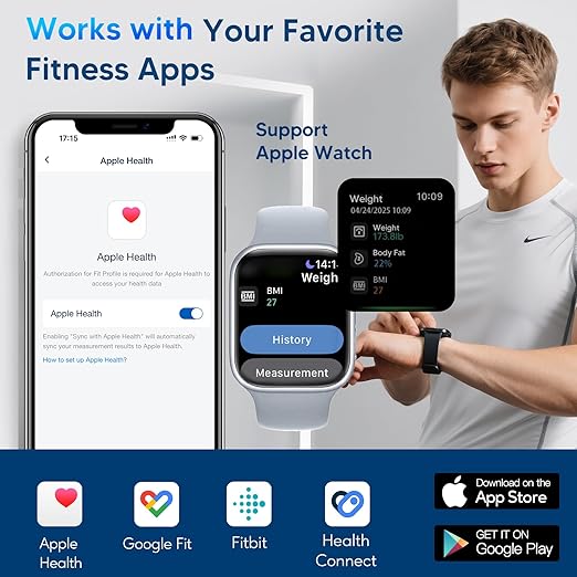 GE Scale with BMI Body Fat: Muscle Mass, Digital Bathroom Weight Scales with Trend, Smart Body Composition Analysis, Bluetooth Eletronic Weighing Machine for People, Accurate 500lb Capacity