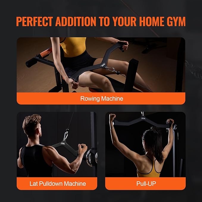 VEVOR LAT Pulldown Attachments, Cable Machine Rowing T-bar V-bar Tricep Pull Down Bar, Back Strength Training Rubber Coated Handle Grip, Bicep Curl Tricep LAT Pulldown Bar for Home Gym Fitness