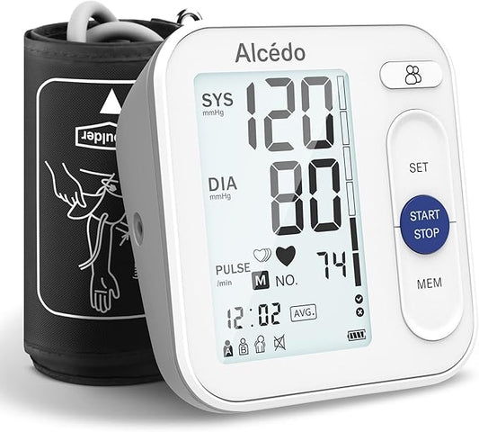 Alcedo Blood Pressure Monitor for Home Use, Automatic Digital BP Machine with Large Cuff for Upper Arm (Backlit Large Screen)