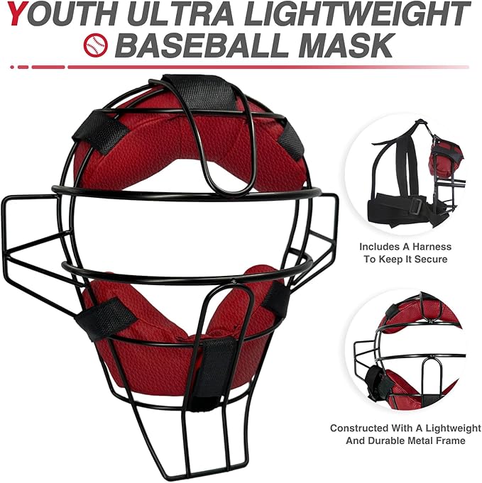 Baseball Catcher Mask Umpire Mask,Full-Face Protection Mask for Baseball,Lightweight Secure Fit Provides Maximum Protection and Comfort – Does Not Obstruct View