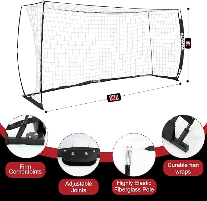 Soccer Goal,Soccer Net,Soccer Goals for Backyard,with Bow Frame,Collapsible Metal Base and Agility Ladder