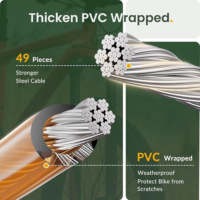 Titanker Bike Lock Cable, 4 Feet Bike Cable Lock Basic Self Coiling Kids Bike Lock Combination with Complimentary Mounting Bracket, 5/16 Inch Diameter (4FT, Orange-8mm)