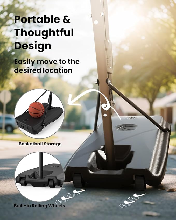 IGL Kids Basketball Hoop Outdoor, Adjustable Basketball Hoop for Kids/Teenagers/Youth, Portable Basketball Goals System in Backyard/Driveway/Indoor, with 33in PC Backboard and Enlarged Base