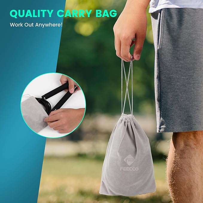 FEECCO 1/2 lb Weighted Jump Rope for Boxing, Cardio, Crossfit Workout, 8~11ft Range Adjustable Length Steel Ropes with Ball Bearings and Metal Handles, Suitable for Men and Women