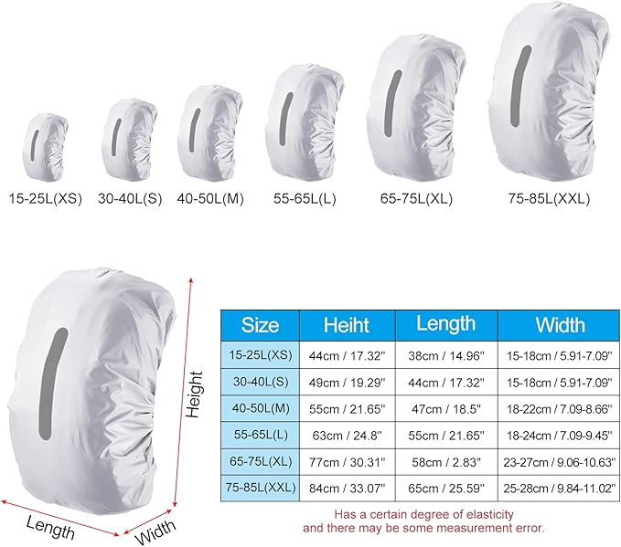 PATIKIL Waterproof Backpack Rain Cover, Non-Slip Backpack Cover with Vertical Reflective Strap Stay Dry for Hiking, Camping, Hunting