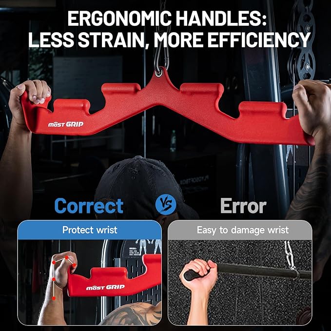 LAT Pull Down Bar with 6 Ergonomic Handles, Neutral Grip LAT Pulldown Attachments for Whole Back Training, Wide Grip LAT Pulldown Bars for Home Gym Cable