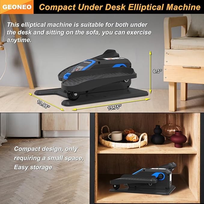 Under Desk Elliptical Machine, Electric Ellipse Leg Exerciser for Senior, Quiet and Compact Electric Seated Pedal for Home with Display Monitor, Remote Control and 12 Adjustable Speeds